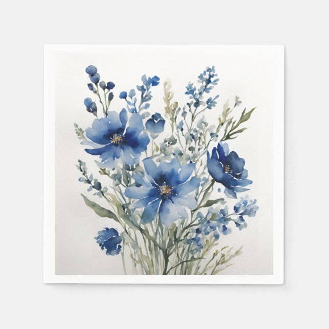 Serviette En Papier Bouquet de fleurs Elégante aquarelle (Devant)