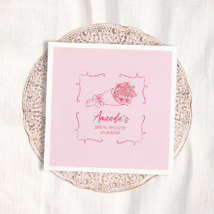 Serviette En Papier Bouquet de fleurs Fête des mariées tirée à la main