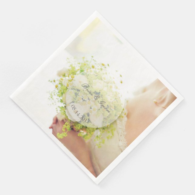 Serviette En Papier Bouquet de fleurs mariées modifiable mariage (Coin)