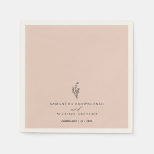 Serviette En Papier Bouquet de fleurs roses mariage moderne
