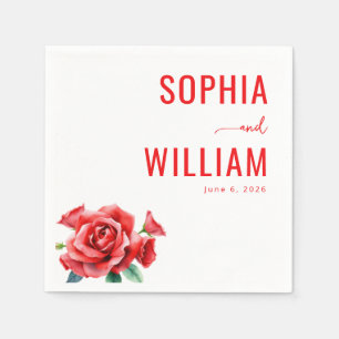 Serviette En Papier Bouquet de fleurs rouge romantique