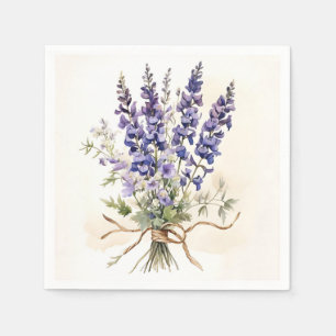 Serviette En Papier Bouquet de Larkspur romantique aquarelle