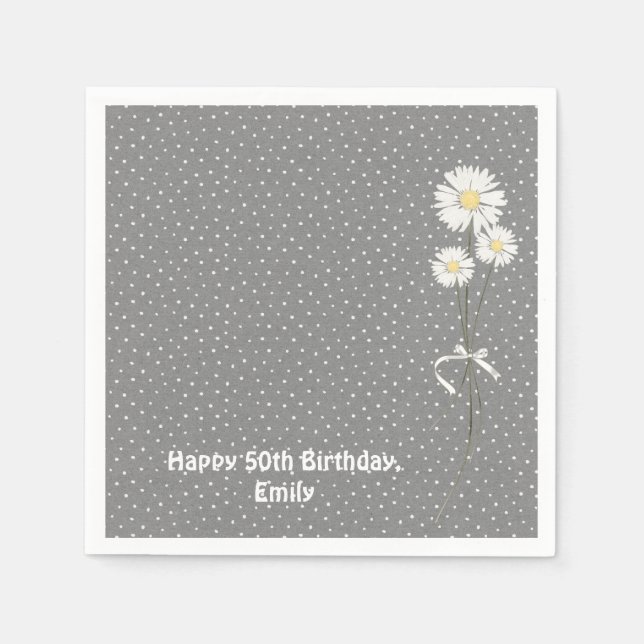 Serviette En Papier bouquet de marguerite sur des points d'épingles (Devant)