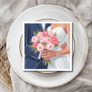 Serviette En Papier Bouquet de mariage de mariés aquarelle peinte