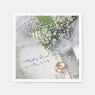 Serviette En Papier Bouquet de muguet d'anniversaire avec anneaux