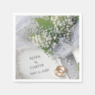 Serviette En Papier Bouquet de muguet de mariage avec anneaux