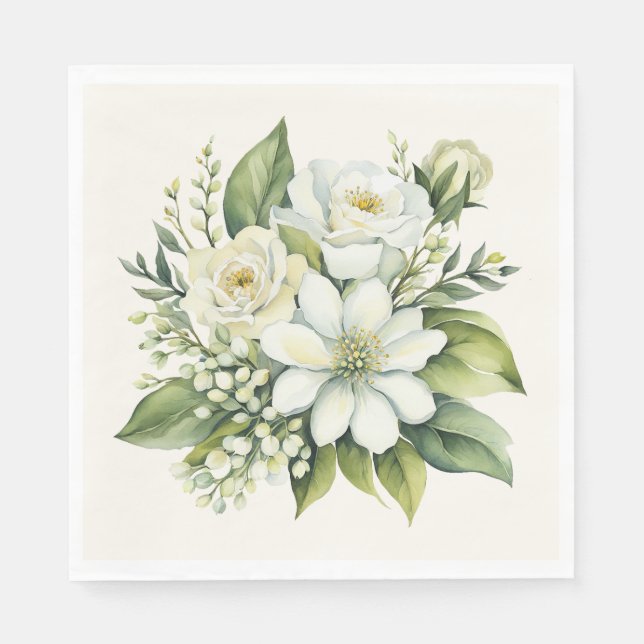 Serviette En Papier Bouquet de rose aquarelle (Devant)