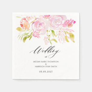 Serviette En Papier Bouquet de rose aquarelle