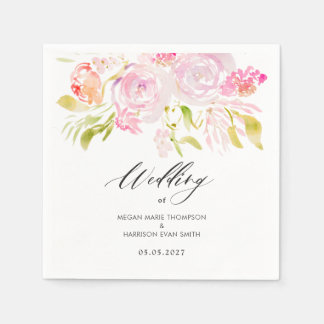 Serviette En Papier Bouquet de rose aquarelle