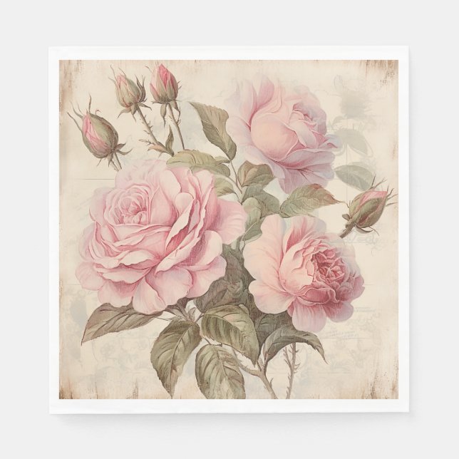 Serviette En Papier Bouquet de rose rustique (Devant)