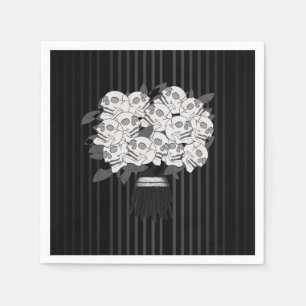 Serviette En Papier Bouquet de Roses de Crâne Noir & Blanc