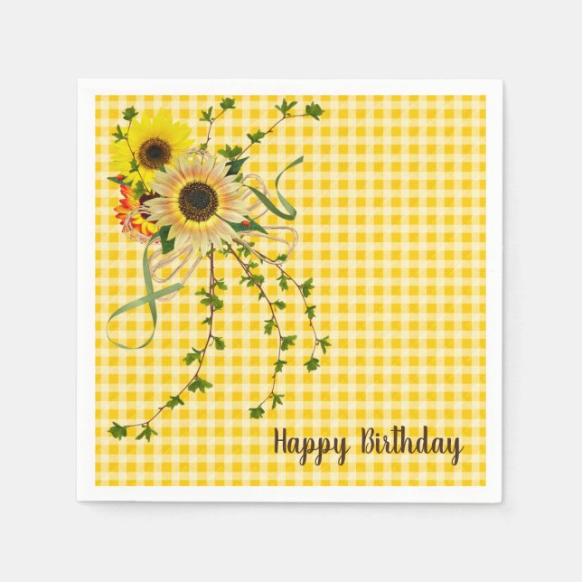 Serviette En Papier bouquet de tournesol et de lierre (Devant)