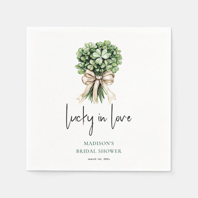 Serviette En Papier Bouquet de trèfle aquarelle pour douche de mariée (Devant)