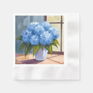 Serviette En Papier Bouquet d'hortensia bleu Peinture florale