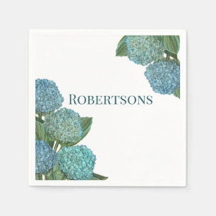 Serviette En Papier Bouquet d'hortensias bleu poussiéreux