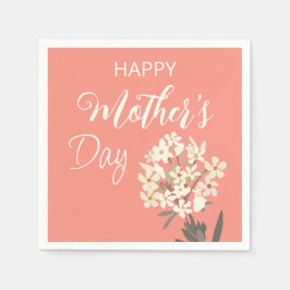 Serviette En Papier Bouquet floral blanc / Fête des mères