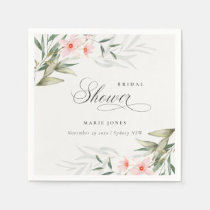 Serviette En Papier Bouquet Floral de verdure rose rustique pour maria