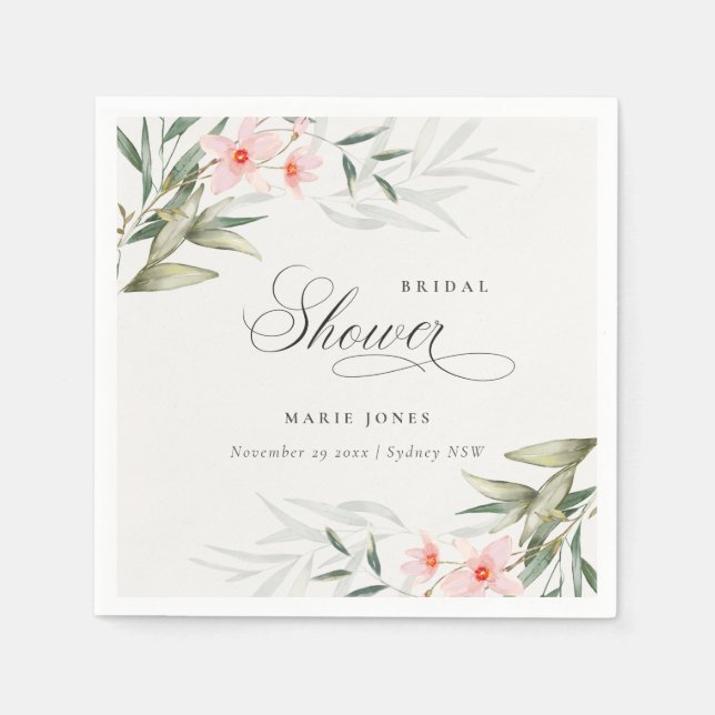 Serviette En Papier Bouquet Floral de Verdure Teintée Rustique pour Ma (Devant)