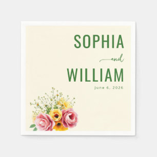 Serviette En Papier Bouquet floral pastel serein