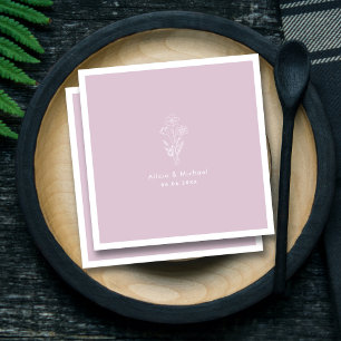 Serviette En Papier Bouquet Lilac Mariage de la ligne d'art Floral Bla