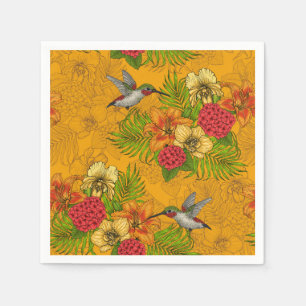Serviette En Papier Bouquet tropical et colibris 2