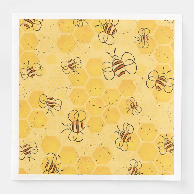 Serviette En Papier Bourdonnement d'abeilles Abeilles à miel Mignon  (Devant)