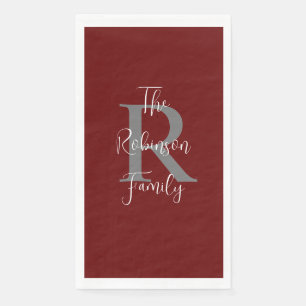 Serviette En Papier Bourgogne Blanc Nom Monogramme Papier Serviette d'