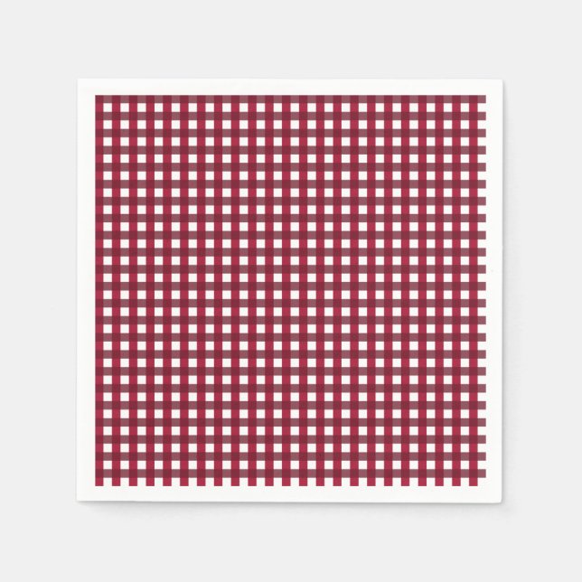 Serviette En Papier Bourgogne et blanc En vichy Motif (Devant)