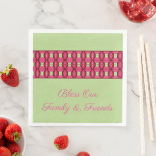 Serviette En Papier Bourgogne rose et vert menthe