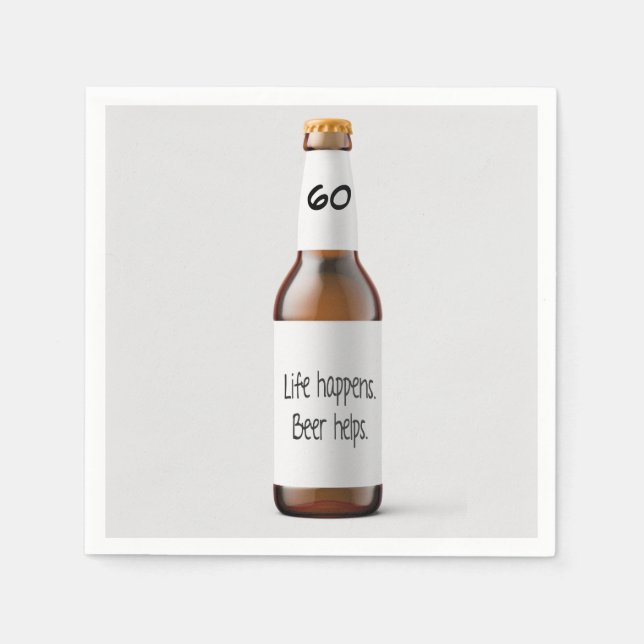 Serviette En Papier bouteille de bière pour 60e anniversaire fête (Devant)