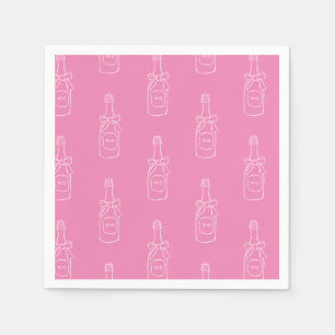 Serviette En Papier Bouteille de Champagne au Vin Rose Motif Réception