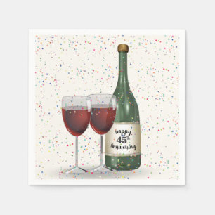 Serviette En Papier Bouteille de vin de fête d'anniversaire 45 ans et 