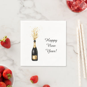Serviette En Papier Bouteille dorée Bonne Année