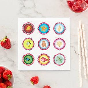 Serviette En Papier Bouteille Tropicale Casquettes Design Océan et Fau