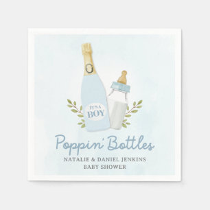 Serviette En Papier Bouteilles Baby shower bleu