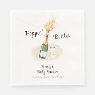 Serviette En Papier Bouteilles Poppin moderne Baby shower Champagne