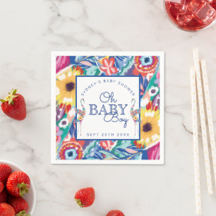 Serviette En Papier Boutique fleurie colorée Bébé Garçon Douche