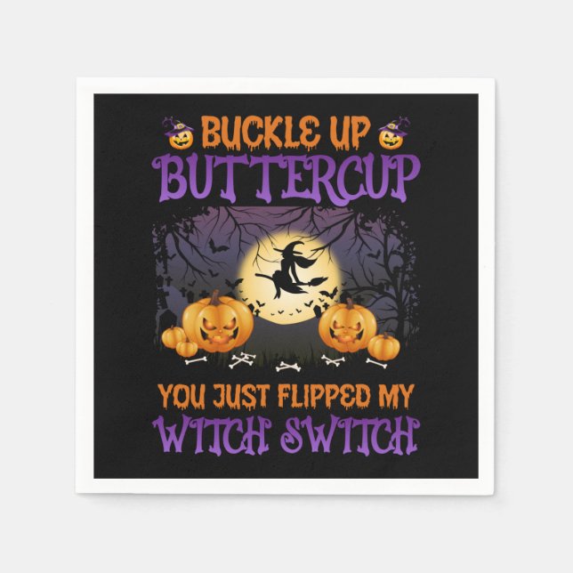 Serviette En Papier Bouton d'interrupteur de sorcière d'Halloween vers (Devant)