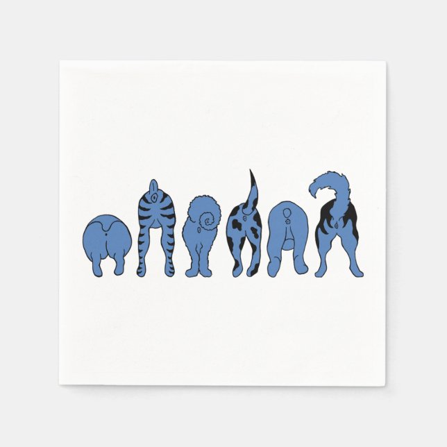 Serviette En Papier Boutons de chien bleu (Devant)