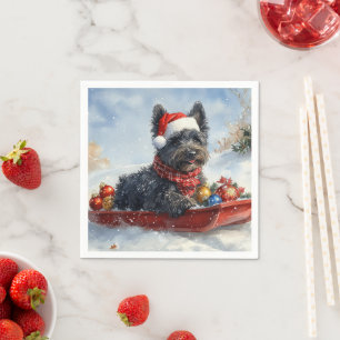 Serviette En Papier Bouvier Des Flandres Chien en Luge Noël