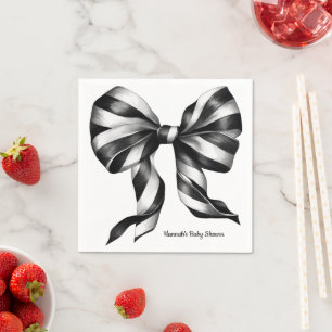 Serviette En Papier Bow à rayures noires Personnalisé Napkin Preppy