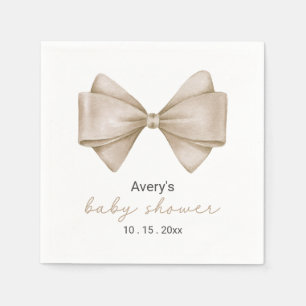 Serviette En Papier Bow beige Baby shower Boho moderne Naples