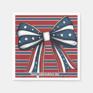 Serviette En Papier Bow coquette patriotique avec étoiles et rayures