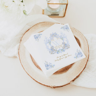 Serviette En Papier Bow Floral Aquarelle Élégant Baby shower garçon