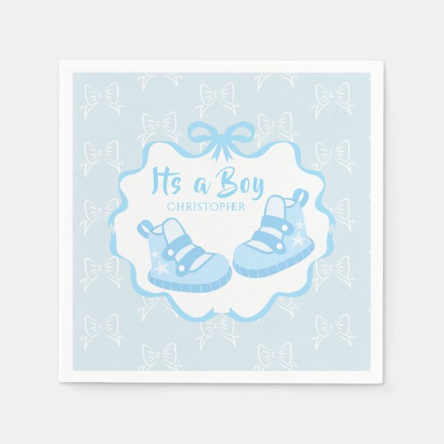 Serviette En Papier Bow Ribbon C'est un garçon (Devant)