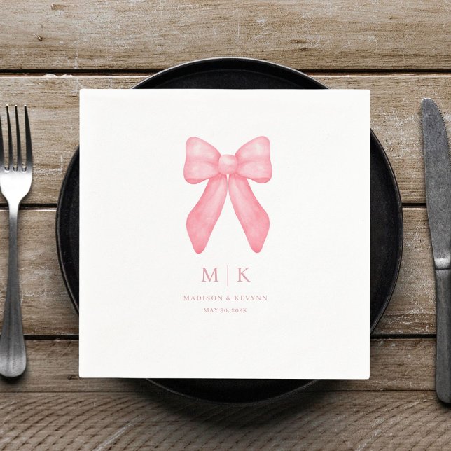 Serviette En Papier Bow rose gribouillé | Napkins mariage (Créateur téléchargé)