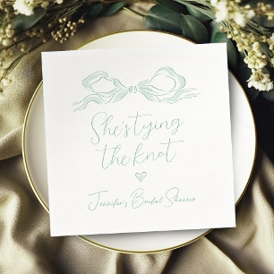 Serviette En Papier Bow vert clair Elle noue la Fête des mariées de no