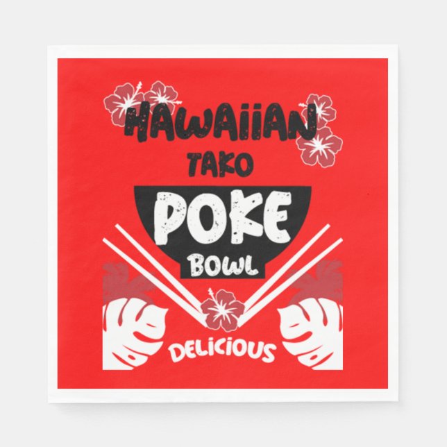 Serviette En Papier Bowl de Poke Hawaïen Tako Poke (Devant)