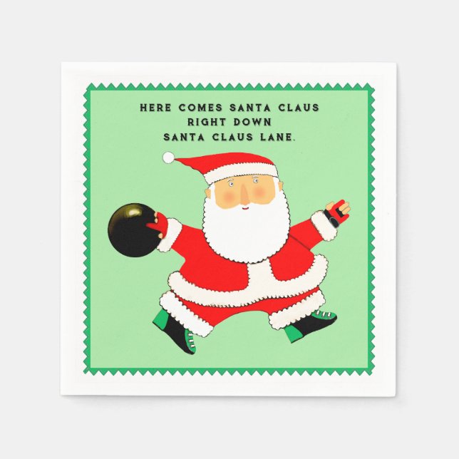 Serviette En Papier Bowling Noël Fête (Devant)