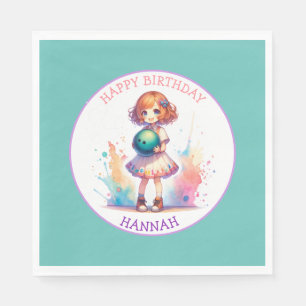 Serviette En Papier Bowling Party Fille's Anime Annime Personnalisé